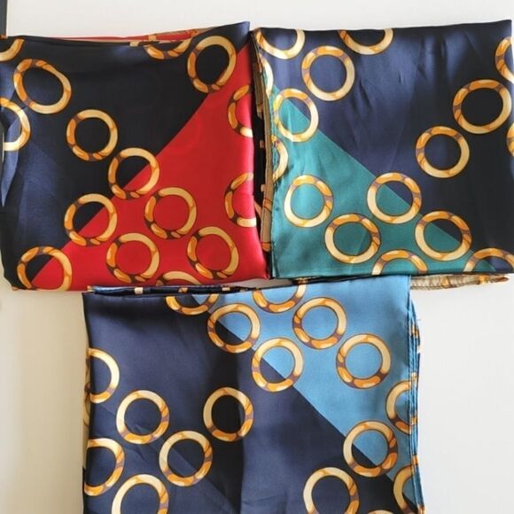 Women Satin Silky Square Neck Scarf - Picture 8 of 10